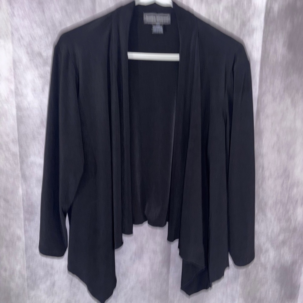 NWOT Jessica Howard Black Cascading Cover Up Cardigan Minimalist Women 16W